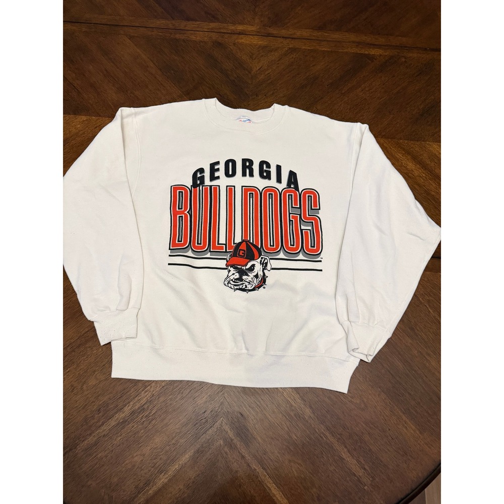 Vintage Hanes Georgia Bulldogs Sweatshirt XL Cream 90s UGA NCAA Made in USA